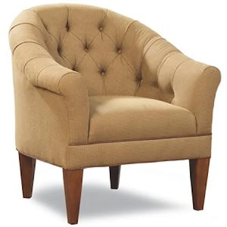 Upholstered Chair with Rounded, Tufted Back and Rolled Arms
